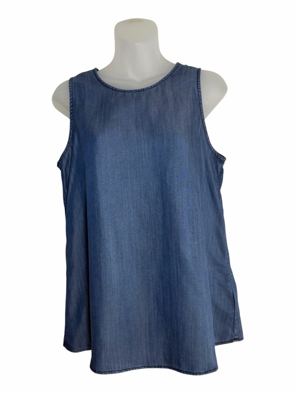 Gap 1969 Medium Indigo Chambray Sleeveless Top Size S Lyocell Keyhole Back Tank